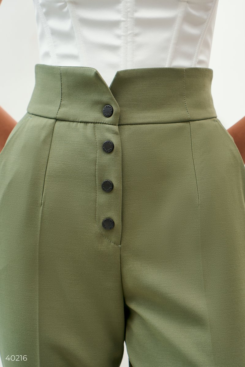 Эффектные фисташковые брюки Gepur фотография 4