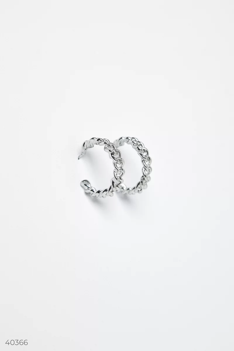 Сережки-кольца сріблястого кольору фотографія 1