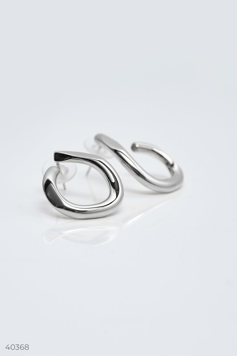 Silver textured hoop earrings Silver 40368