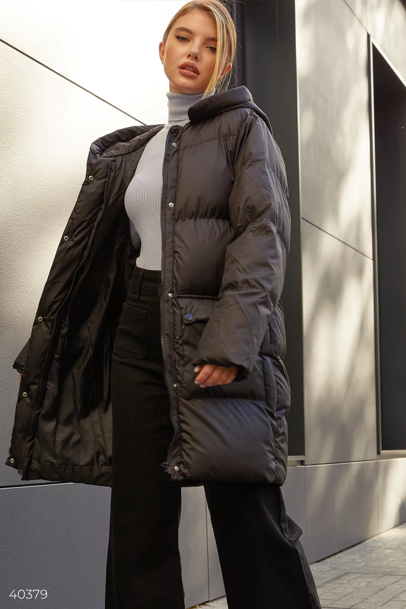 Black quilted jacket photo 1