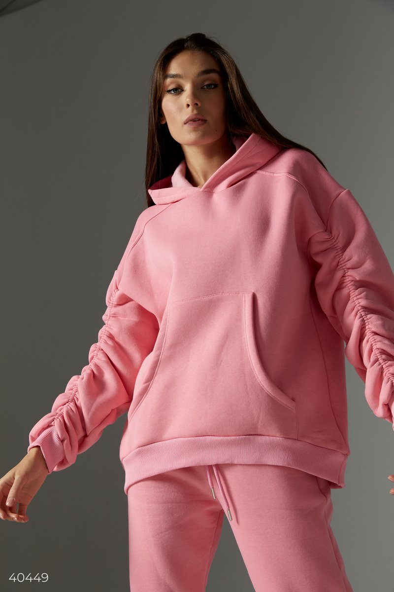 Pink draped hoodie