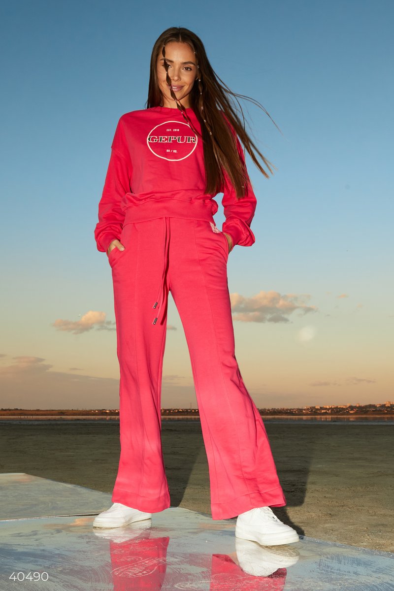 Малиновые широкие брюки Розовый 40490
