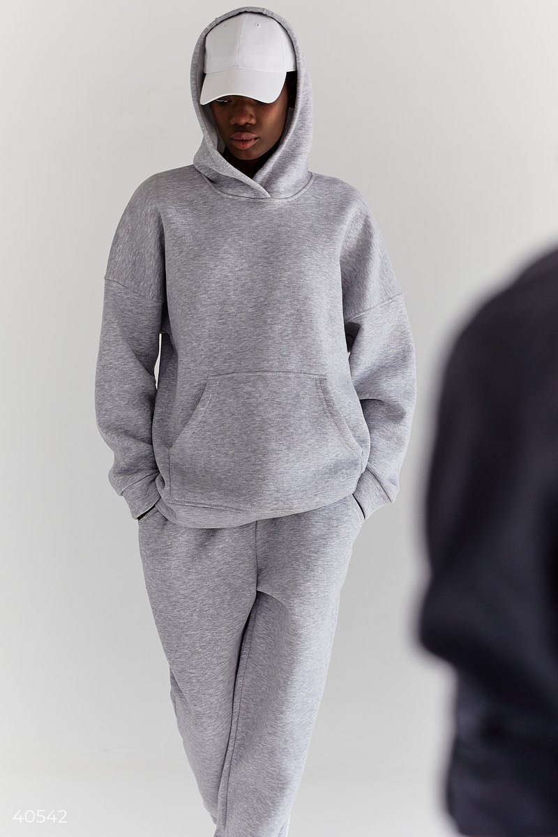 Warm grey fleece suit Grey 40542