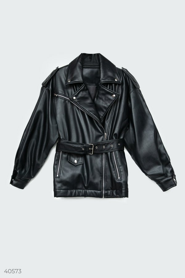 Long eco-leather jacket (№ 40573) ♡ Gepur - women clothes store