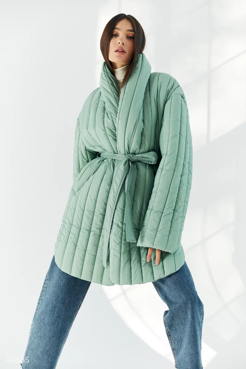 Mint quilted coat photo 1