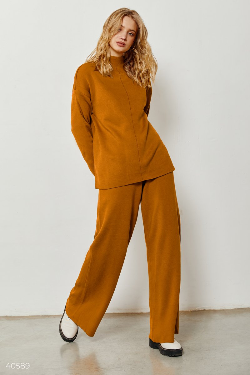 Suit with wide trousers Yellow 40589