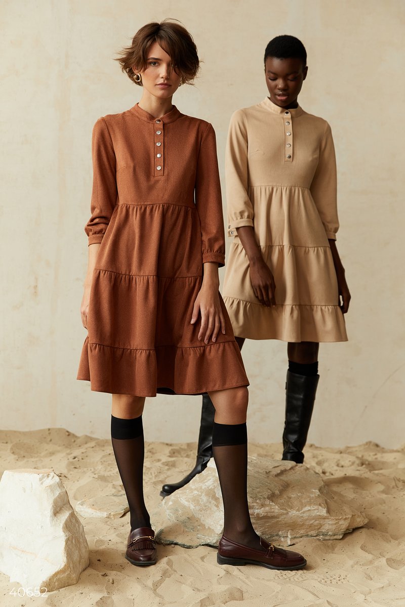 Suede dress in coffee shade