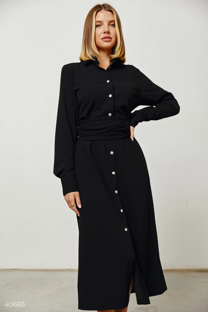 Black shirt dress with buttons photo 1