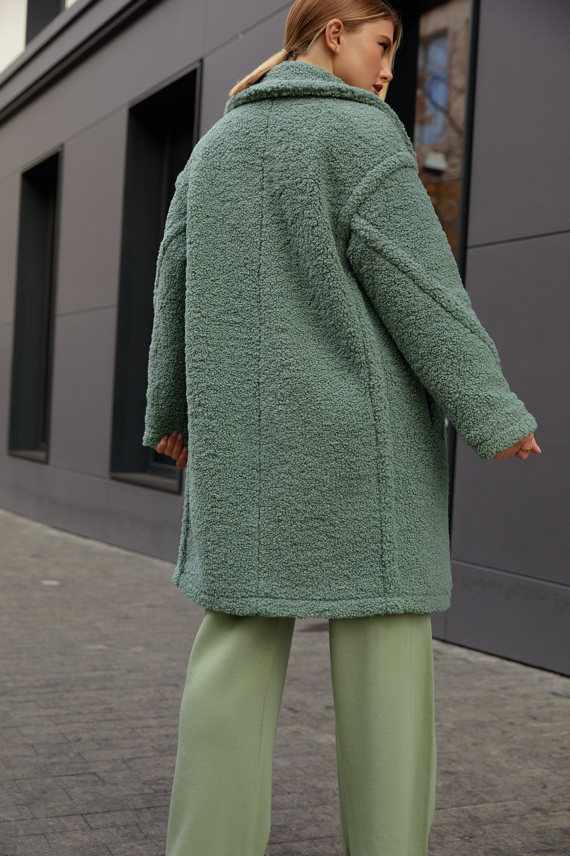 Mint green teddy coat best sale