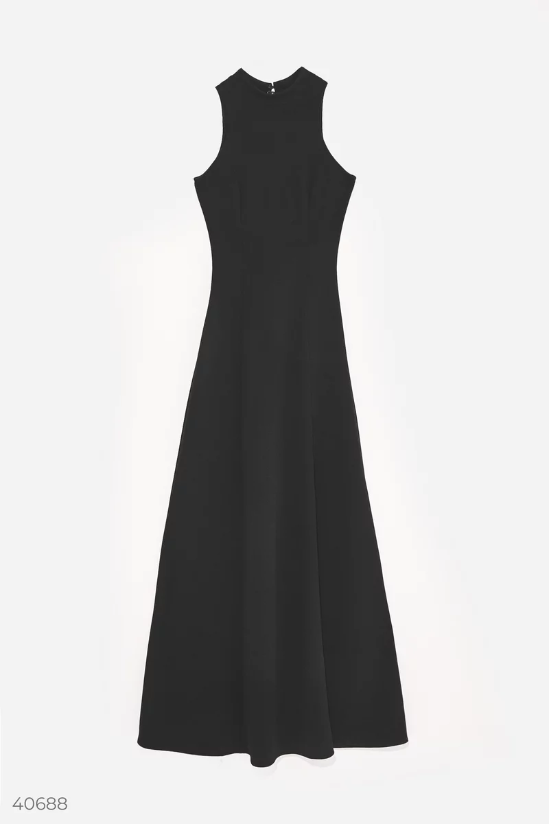Черное платье макси с разрезом фотография 5