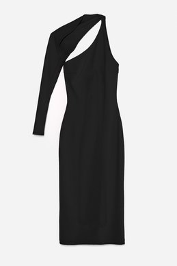 Black dress with an asymmetrical top