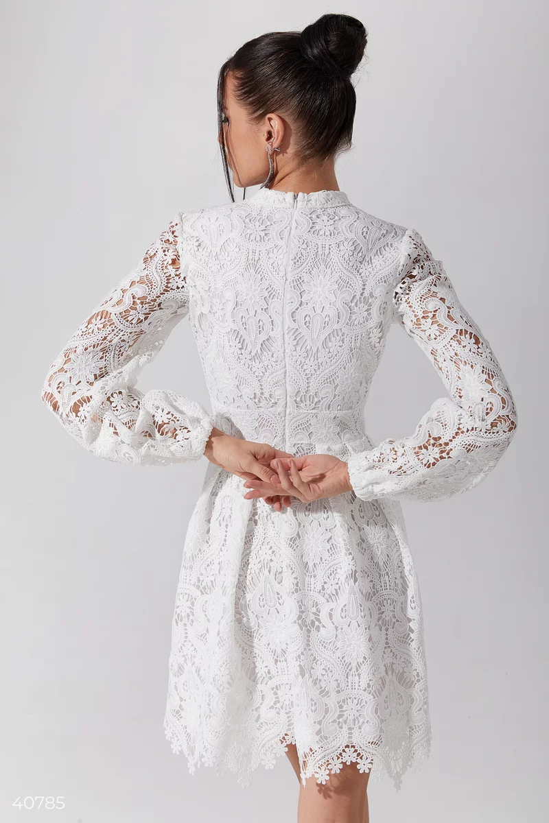 Pin-tuck Lace Mini Dress – L'AUBE BLANC
