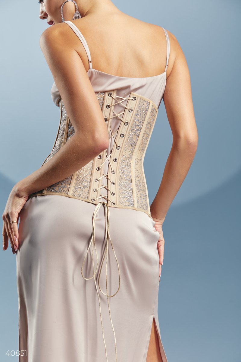 Beige corset with sequins