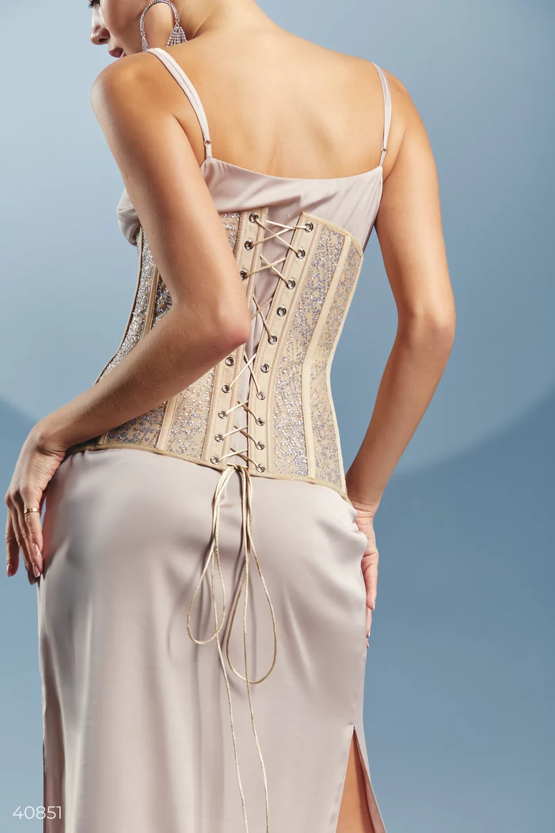 Beige corset with sequins photo 5