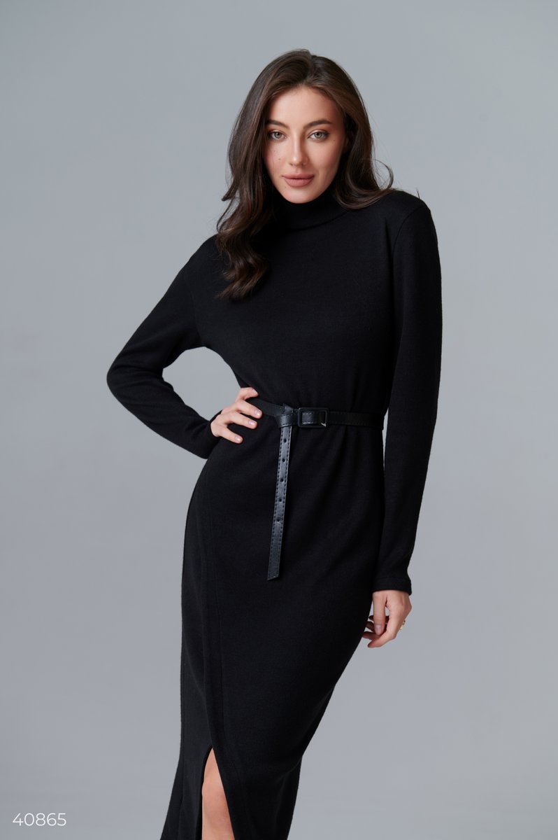 Knitted black midi dress