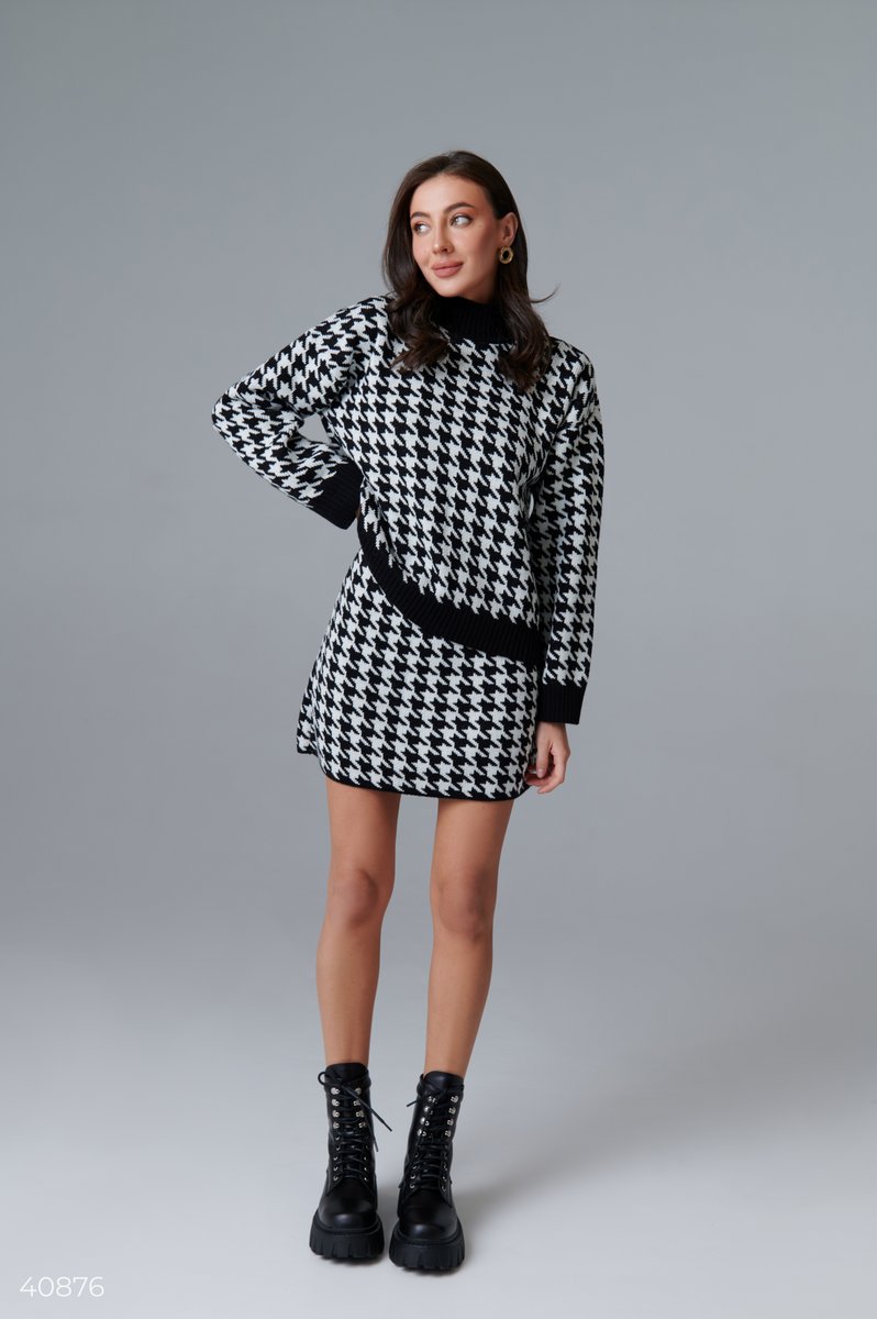 Houndstooth skirt suit