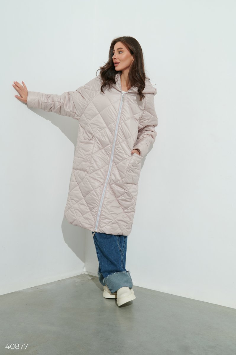 Oversize powder quilted coat