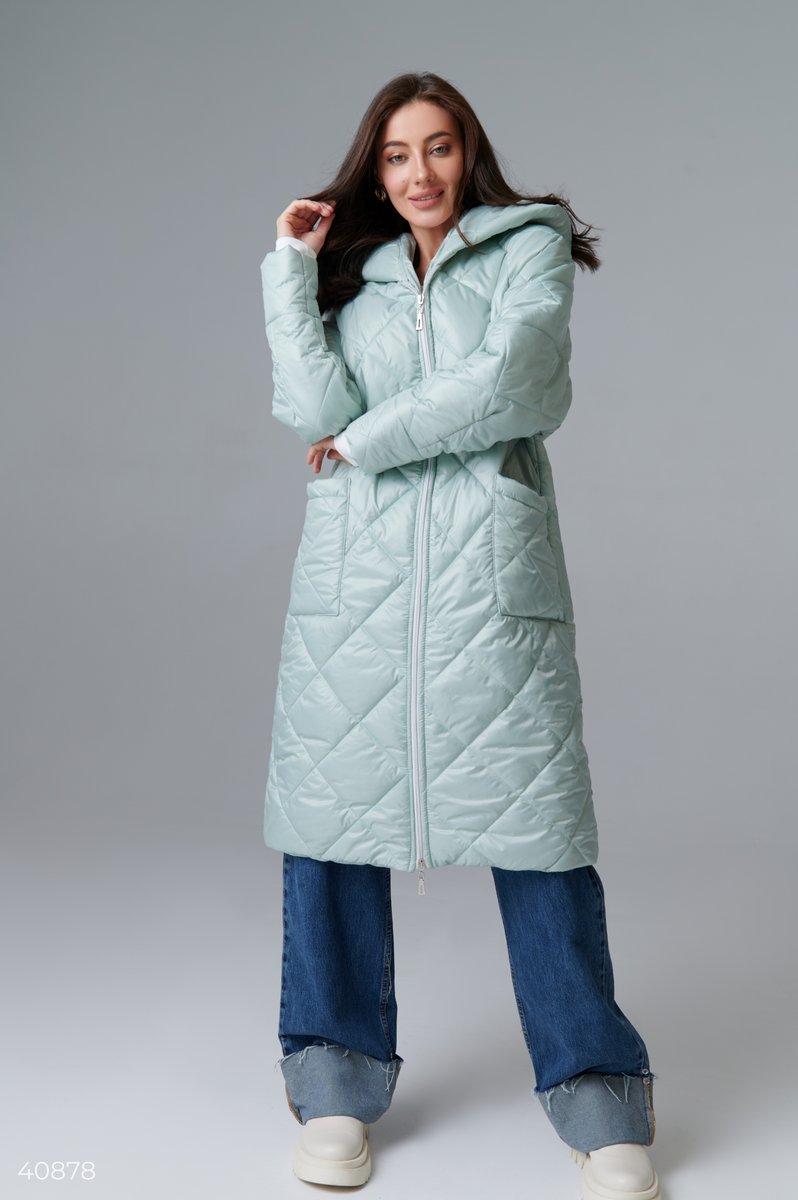 Oversized mint quilted coat