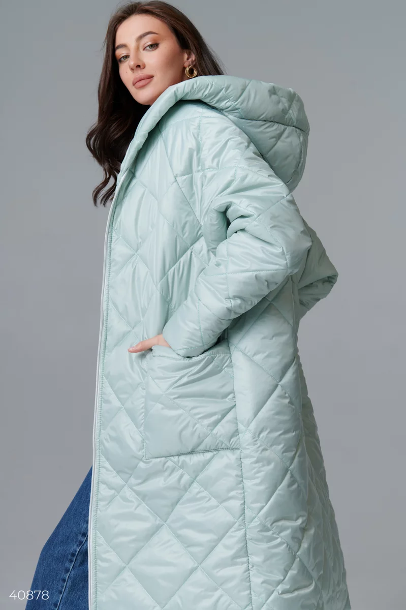 Oversized mint quilted coat photo 1
