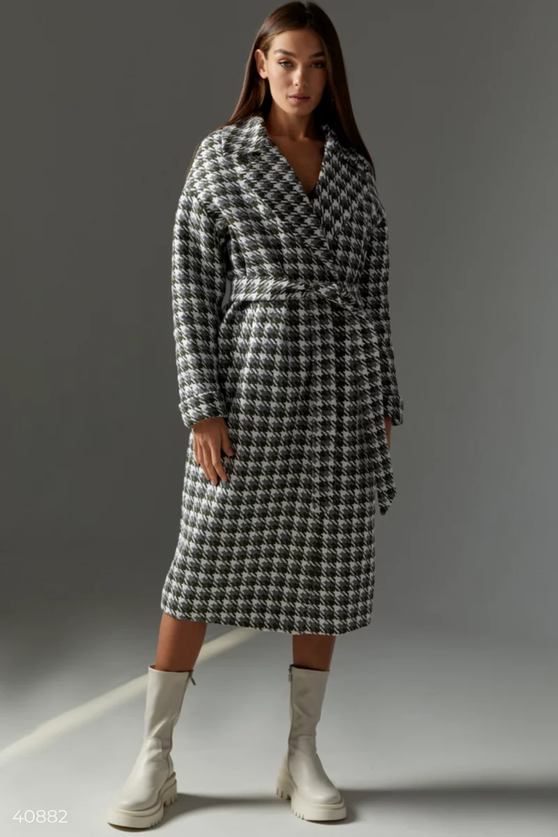 Houndstooth padded wool coat photo 1