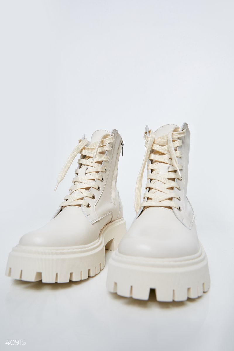 Молочные ботинки из натуральной кожи Белый 40915