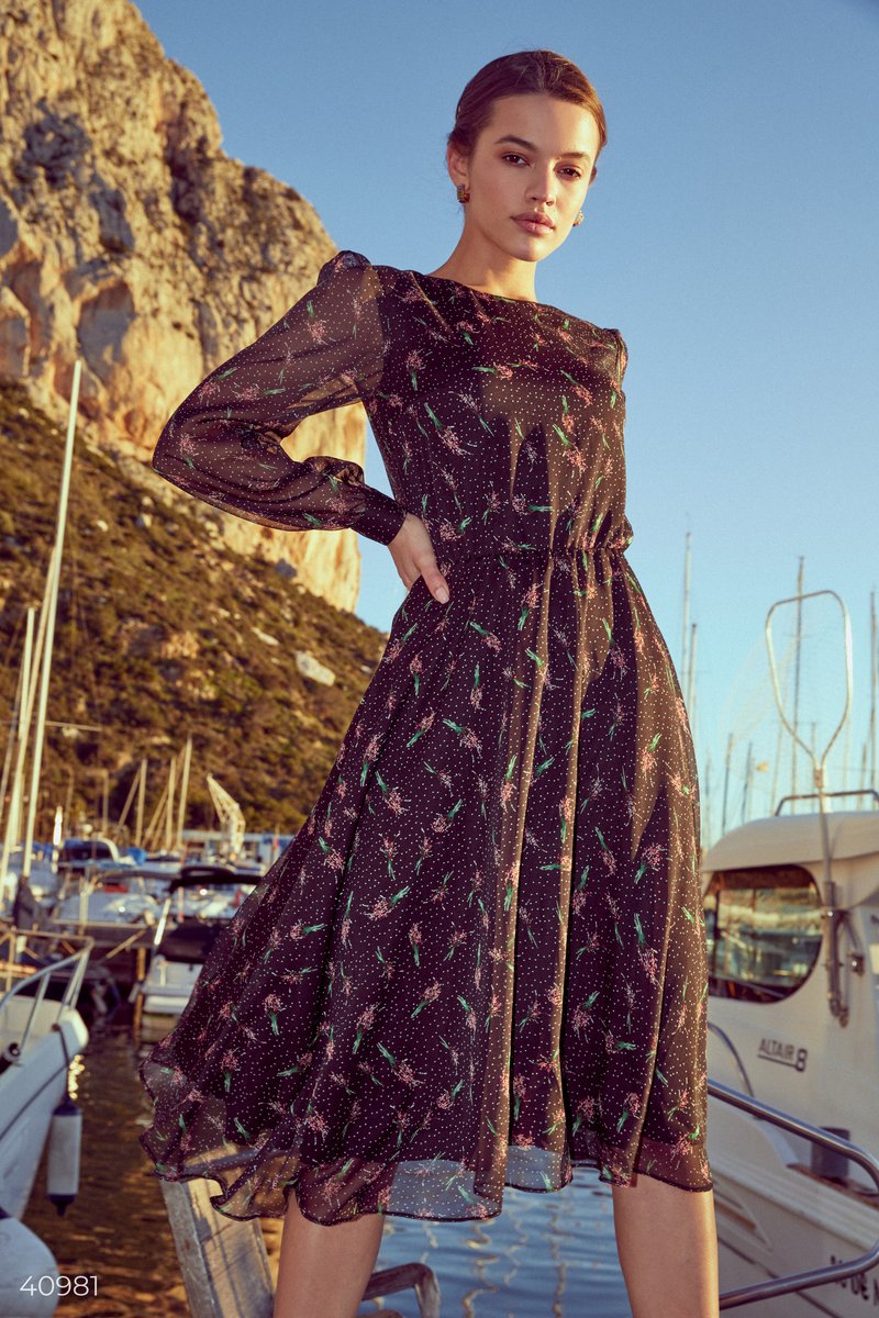 Sukienka damska w kwiatowy print Black 40981