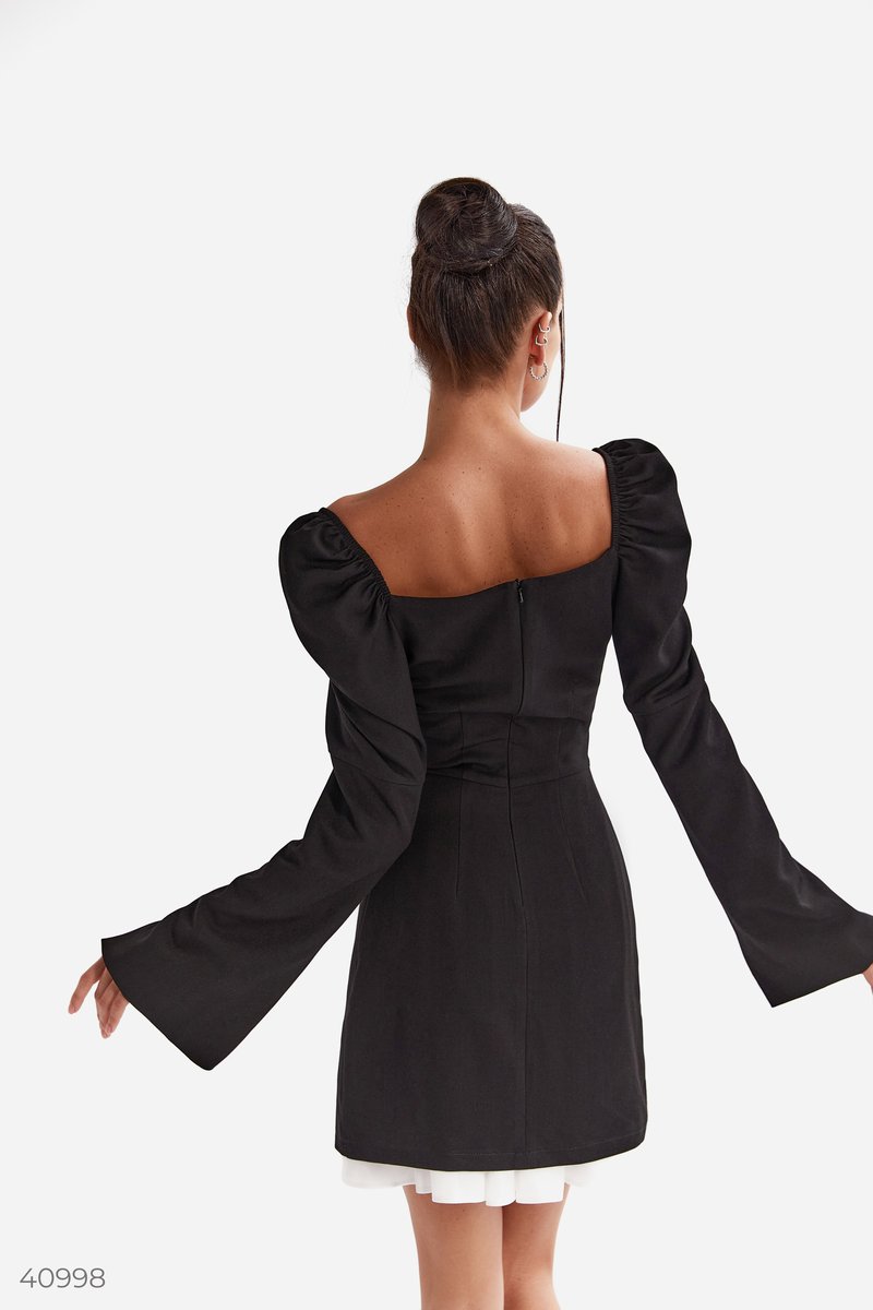 Black mini dress with slit