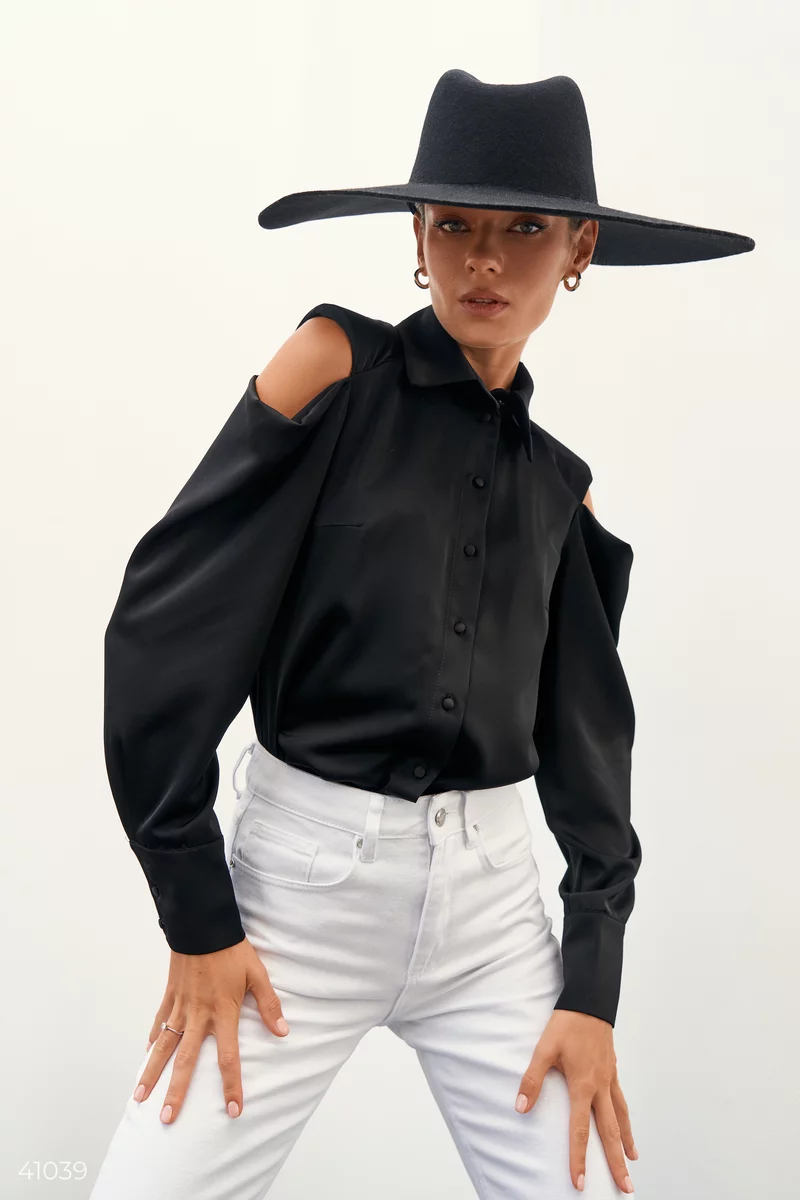 Black blouse with cutouts photo 1
