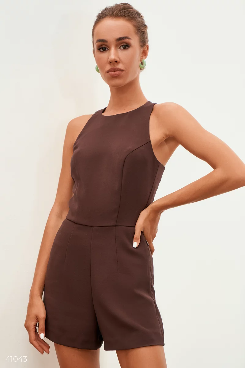 Jumpsuit with shorts in chocolate shade photo 3