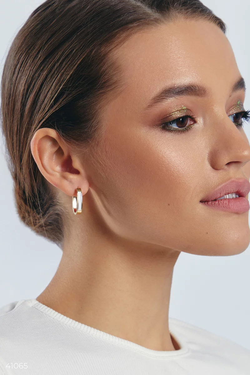 Gold-tone earrings with white accents photo 1