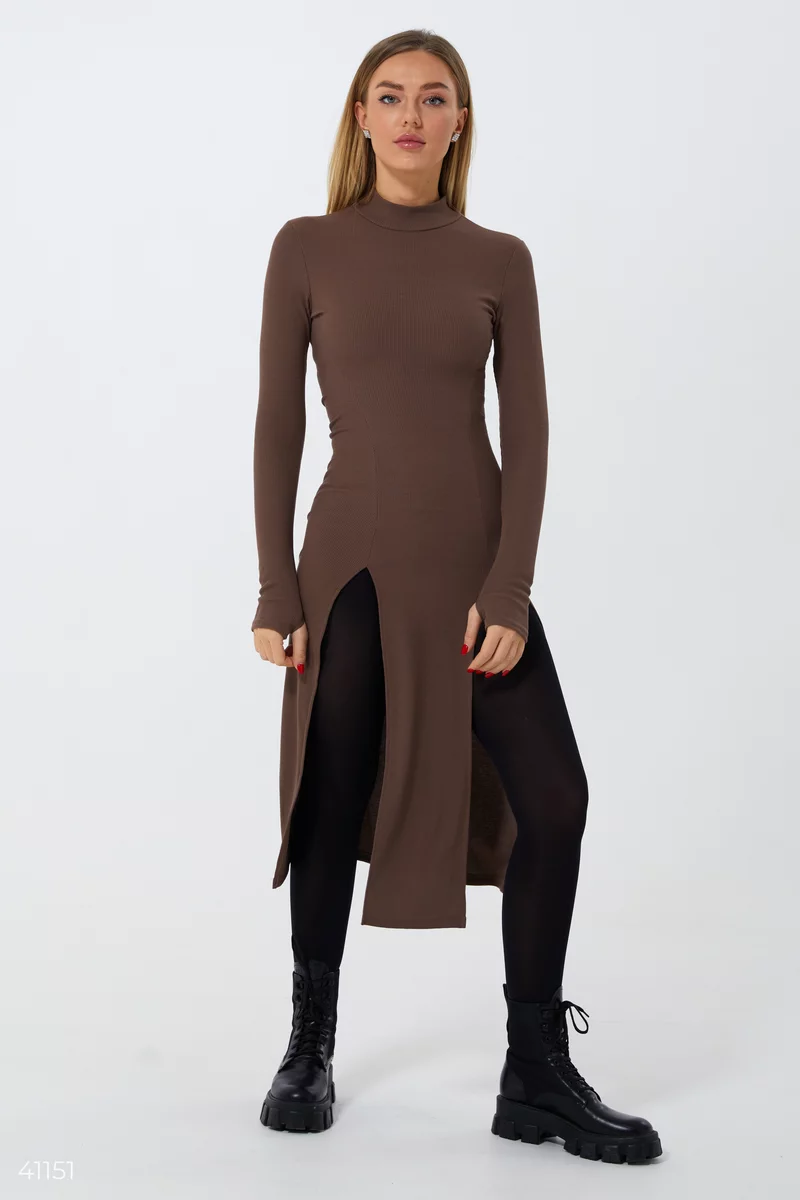 Dress with brown slits photo 2
