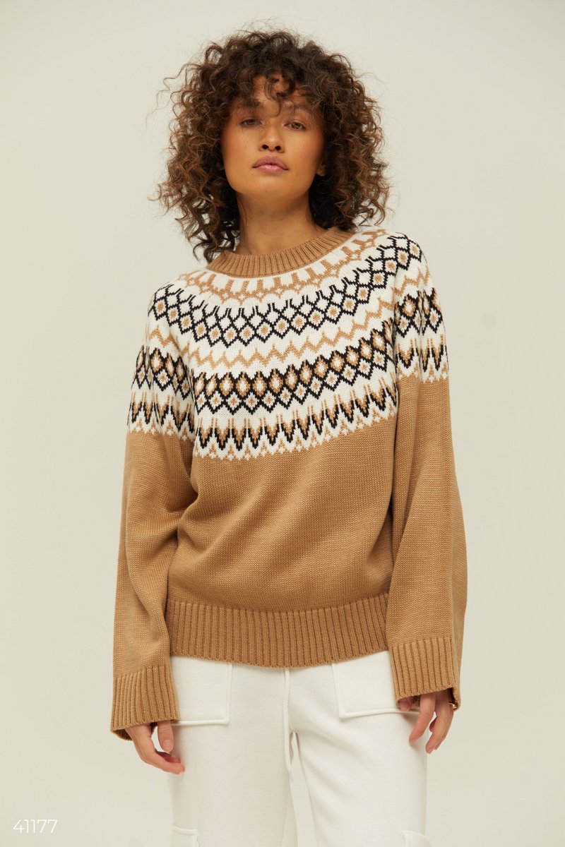 Beige sweater with pattern  
