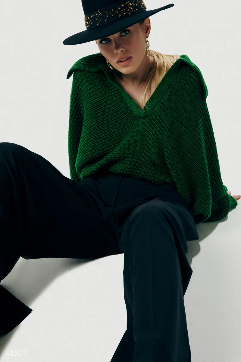 Зеленый шерстяной свитер oversize фотография 1