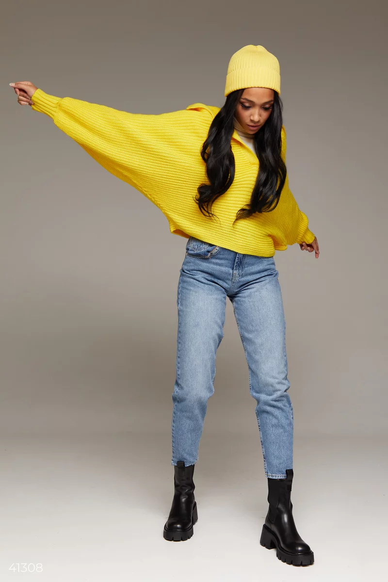 Желтый шерстяной свитер oversize фотография 1