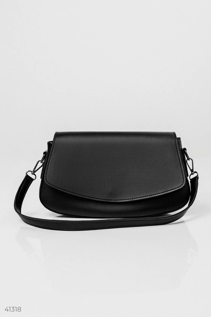 Чорна сумка-багет із екошкіри фотографія 2