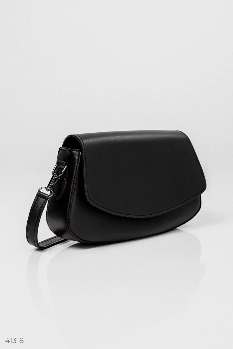Чорна сумка-багет із екошкіри фотографія 3