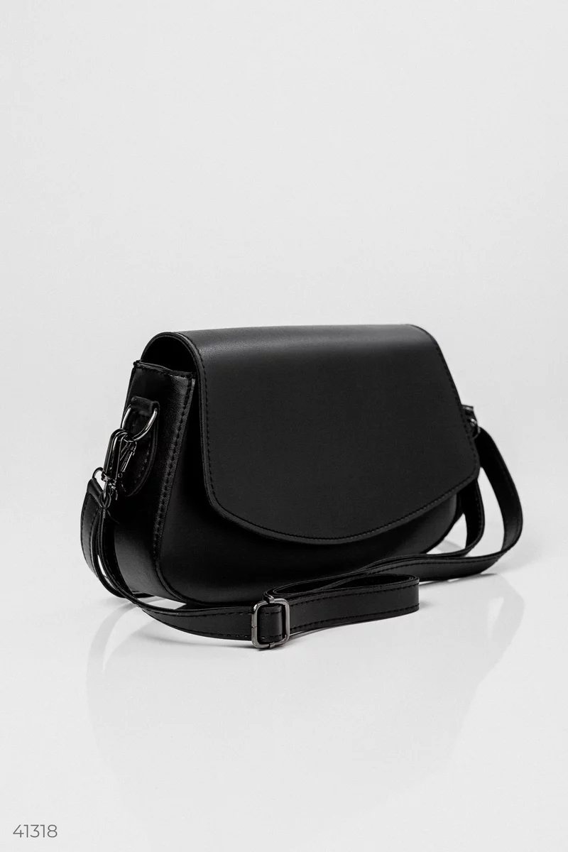 Чорна сумка-багет із екошкіри фотографія 4