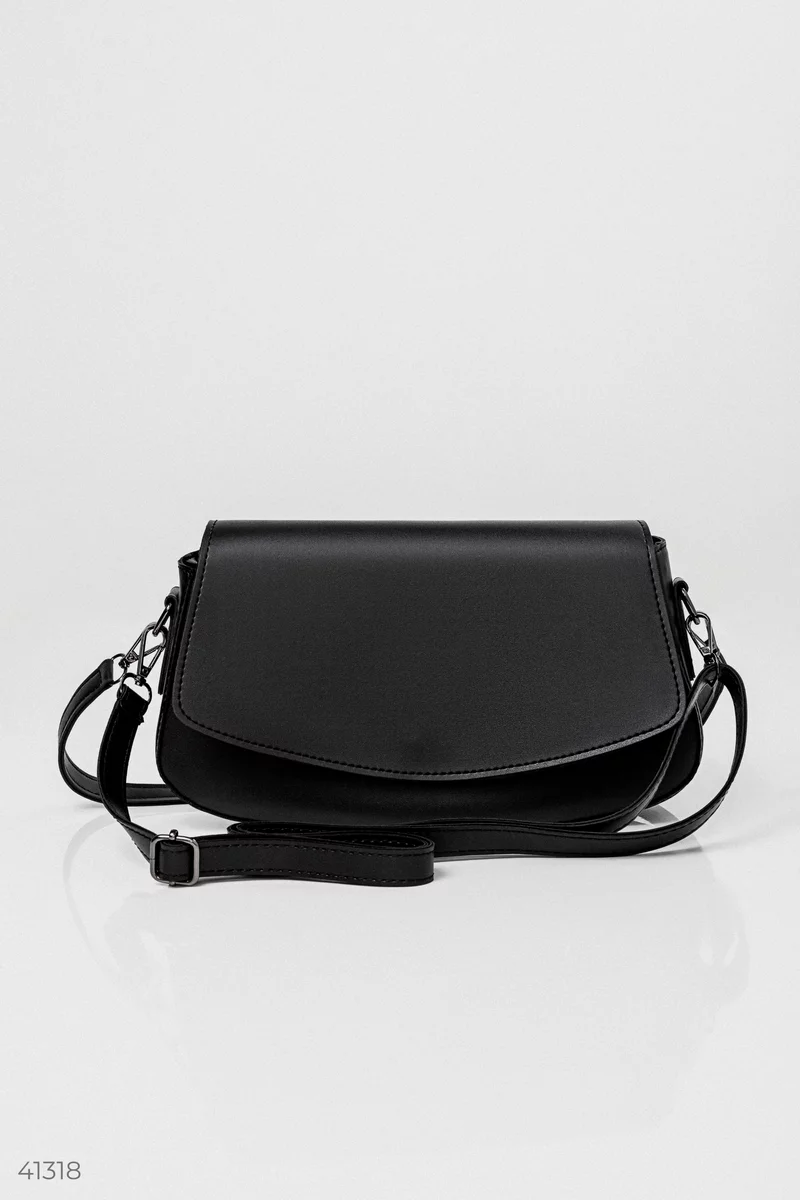 Чорна сумка-багет із екошкіри фотографія 5