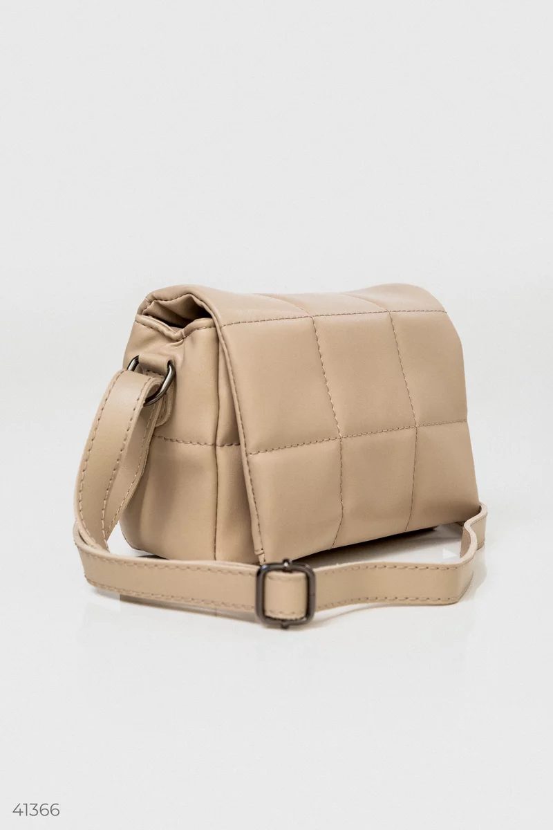 Quilted beige cross-body bag photo 3