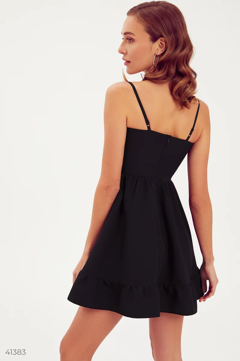 Чорне плаття міні з воланами фотографія 4