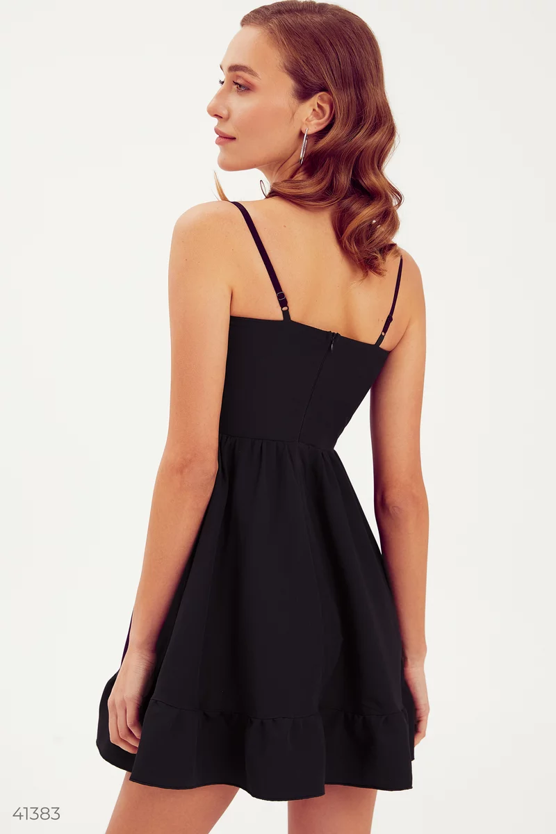 Black mini dress with ruffles photo 5