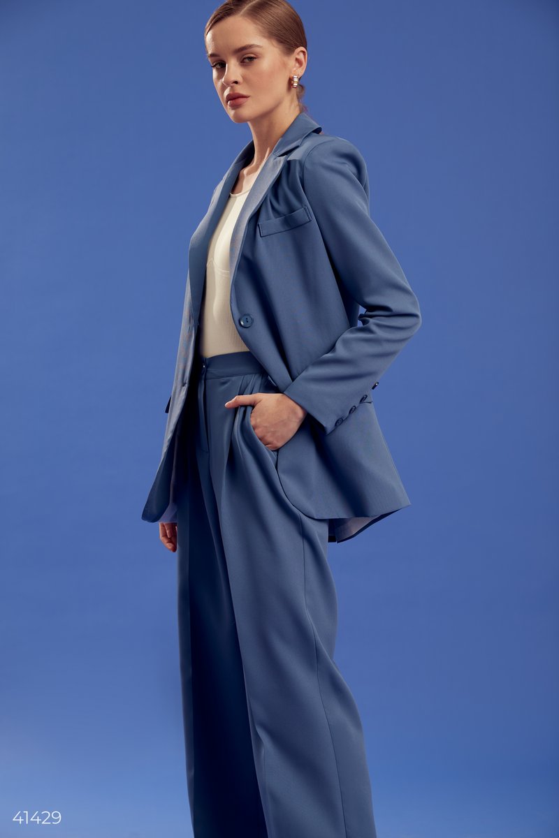 Синій костюм із брюками палаццо