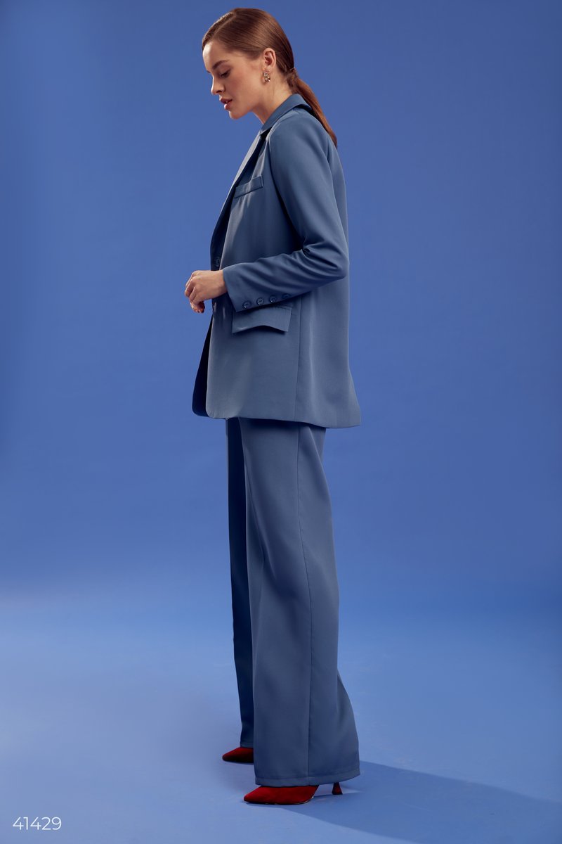 Синій костюм із брюками палаццо