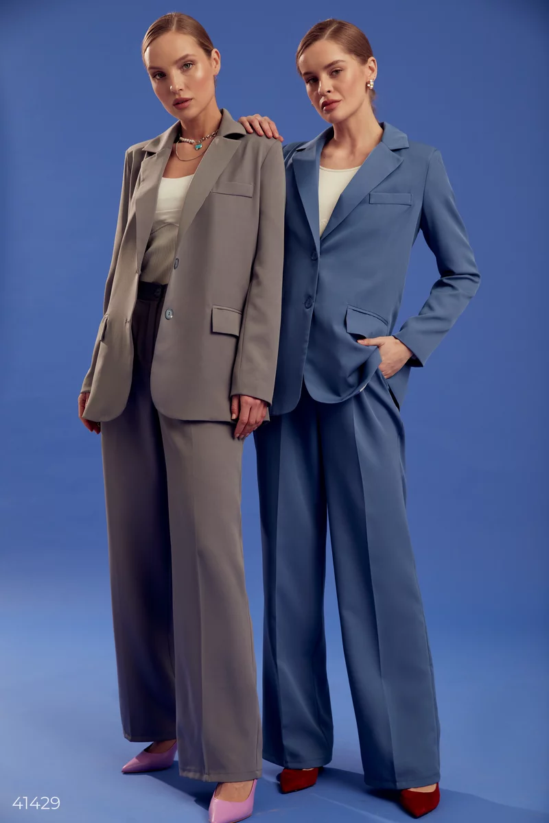 Blue suit with palazzo trousers photo 1