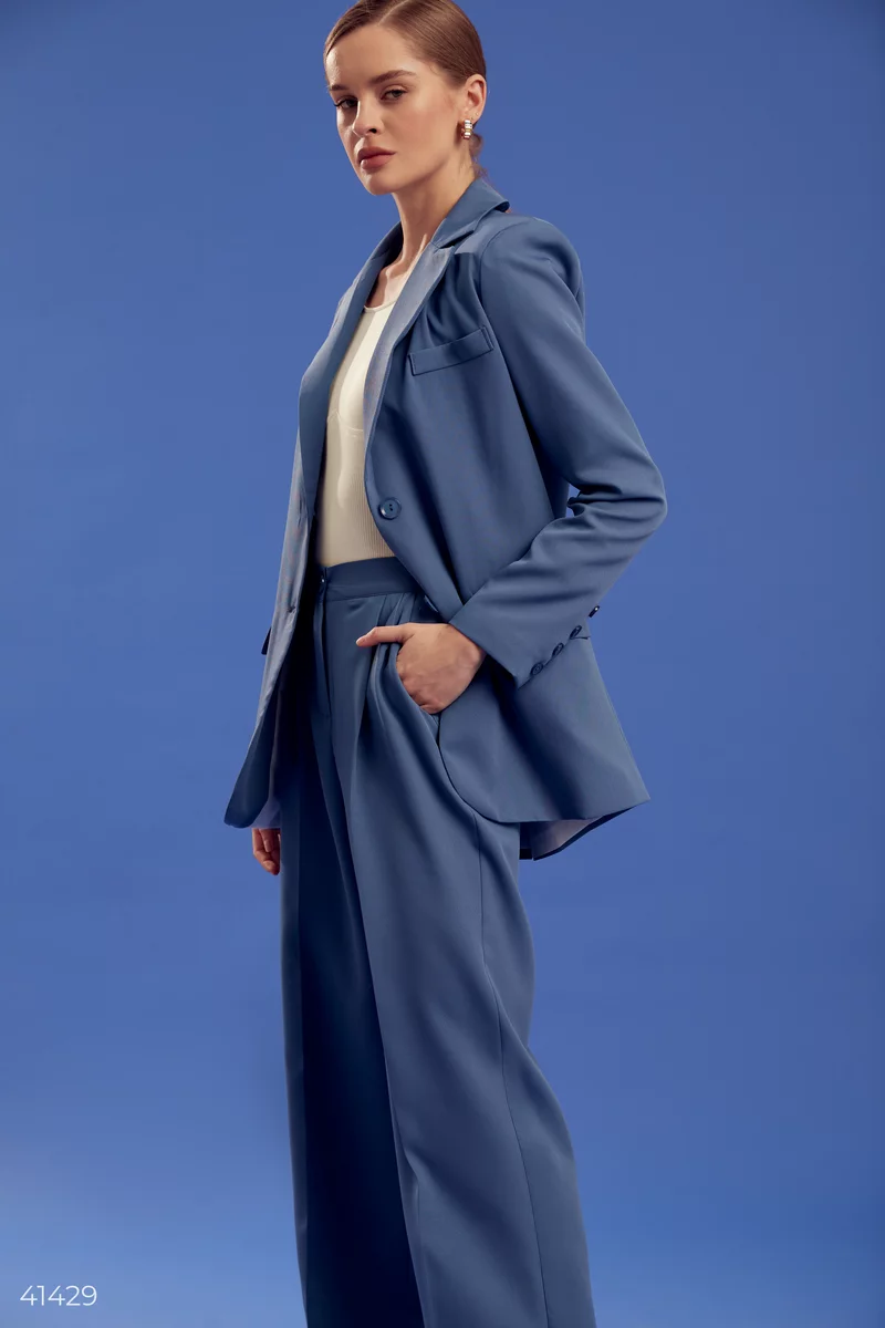 Blue suit with palazzo trousers photo 2