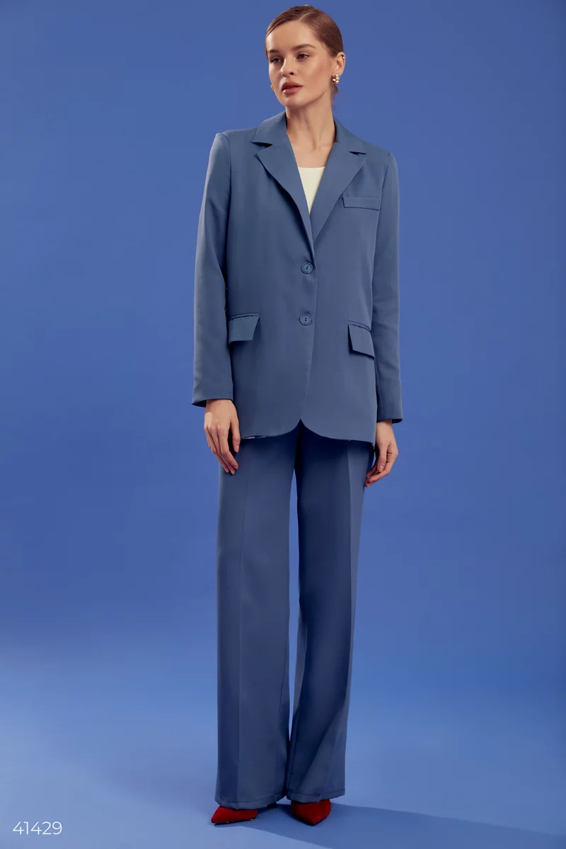 Blue suit with palazzo trousers photo 3