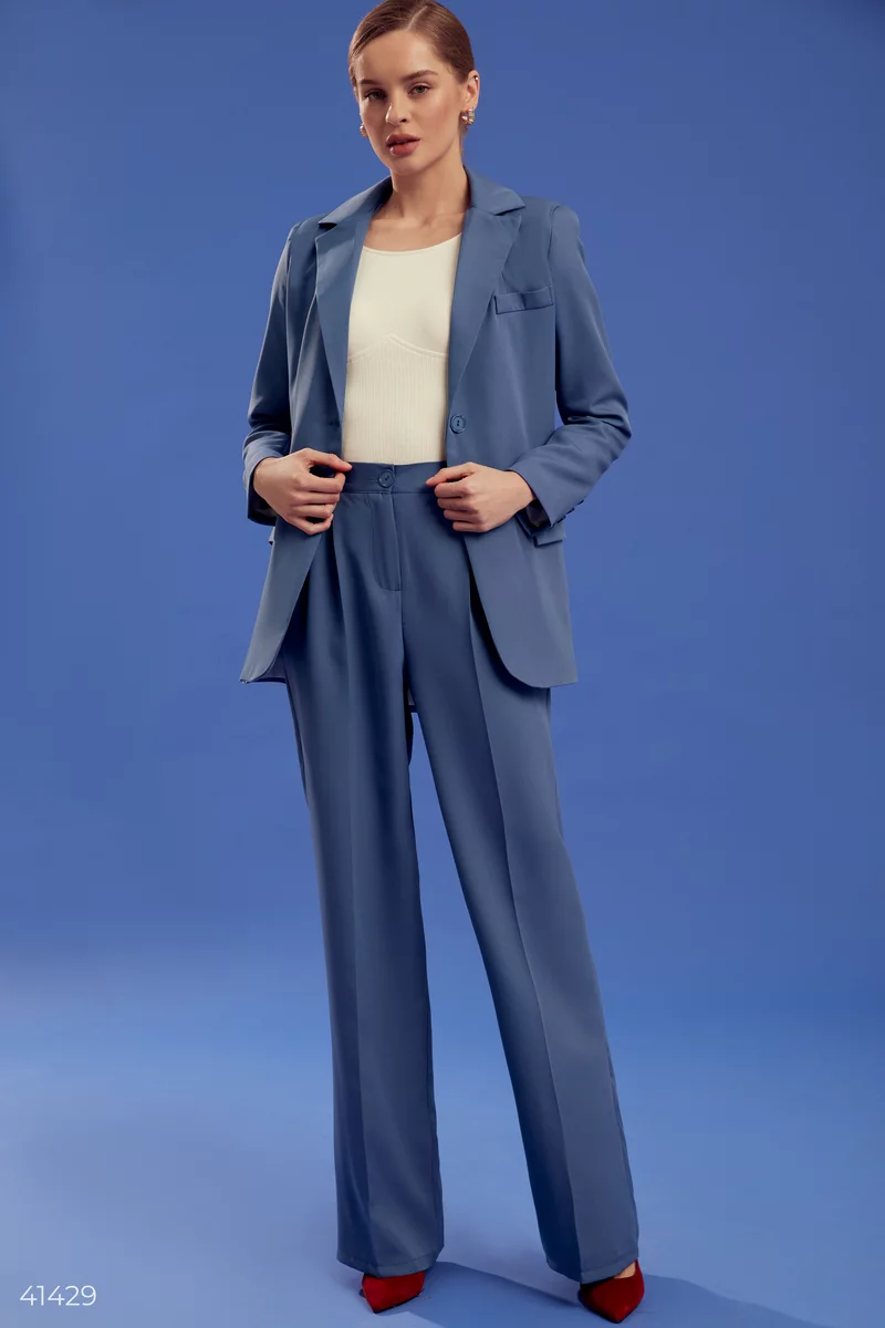 Blue suit with palazzo trousers photo 4