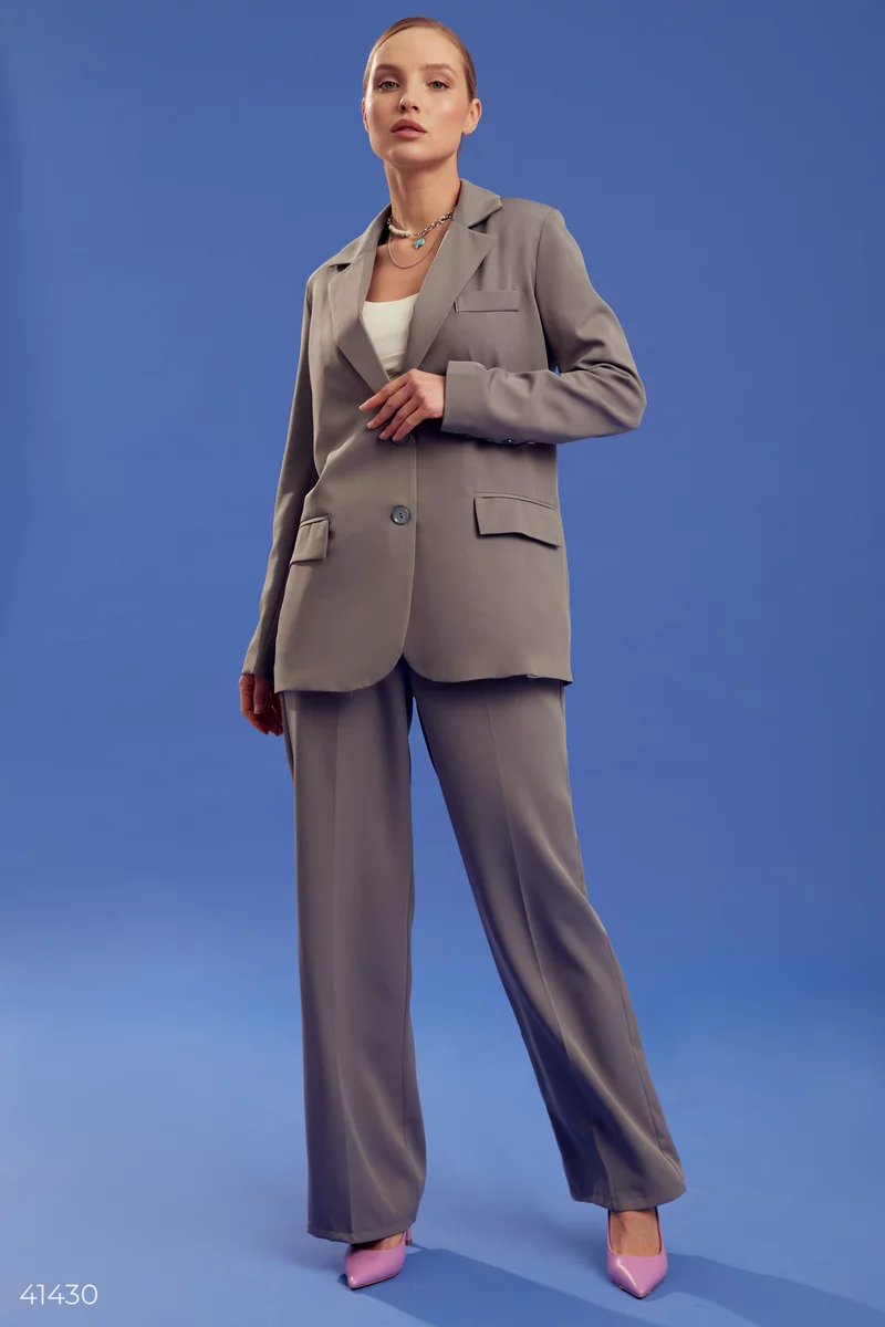 Gray suit with palazzo trousers photo 5