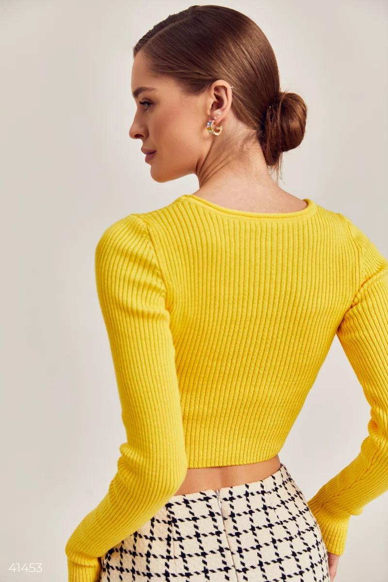Yellow knitted top with long sleeves photo 5