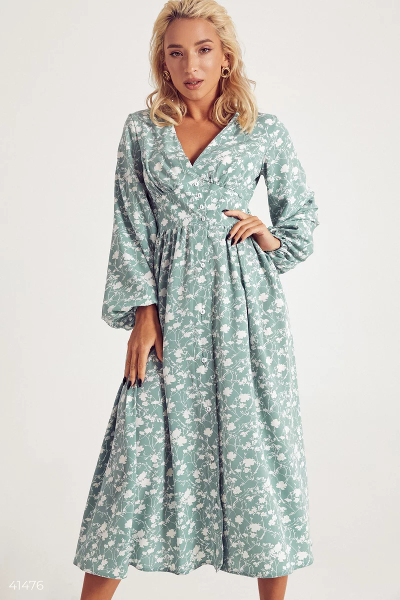 Mint dress in floral print photo 1